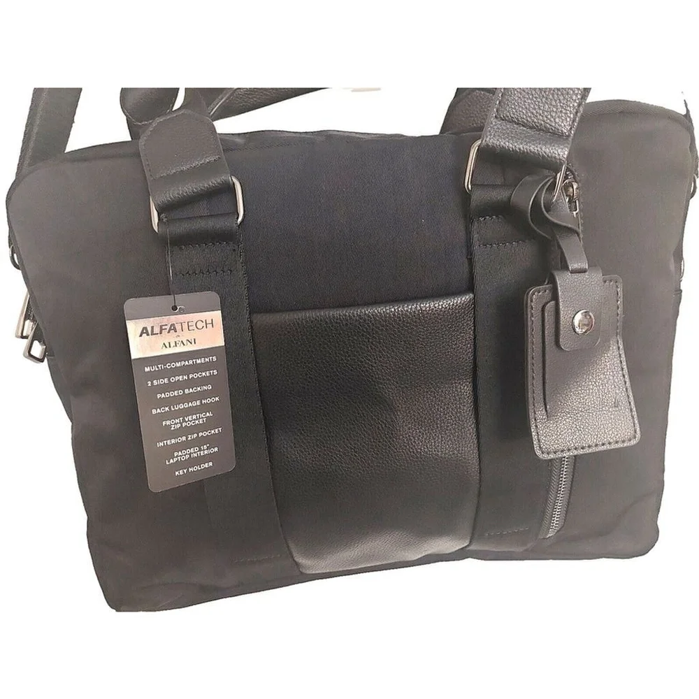 Alfani Mens Nylon Briefcase Bag Black ONE SIZE